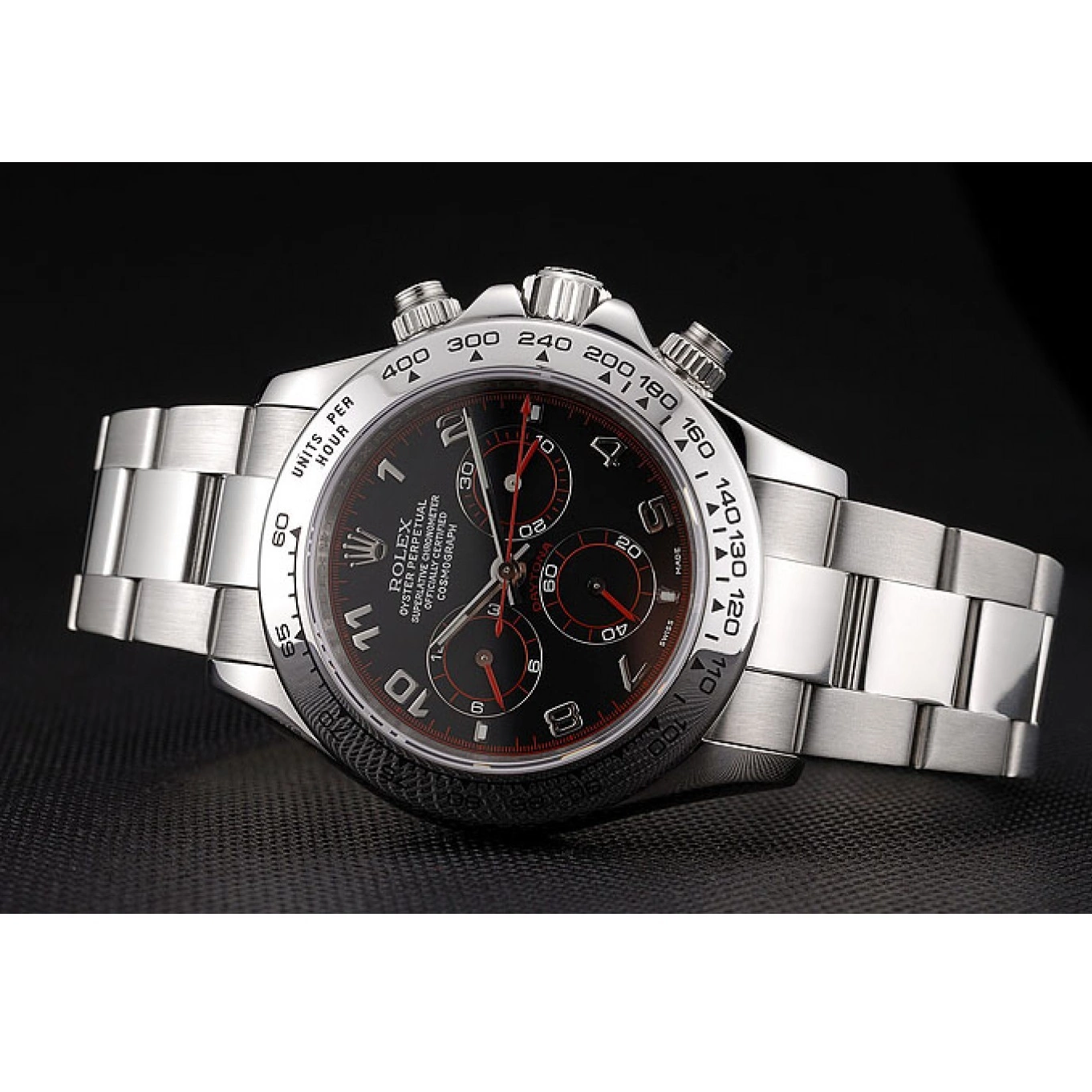 AAA Replica Watches Rolex Swiss Dial Black Daytona Steel 80296 Stainless Bracelet 0731